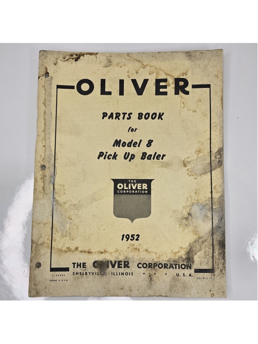 1952 Oliver Model 8 Pick Up Baler Parts Book Manual C-3359Z Original